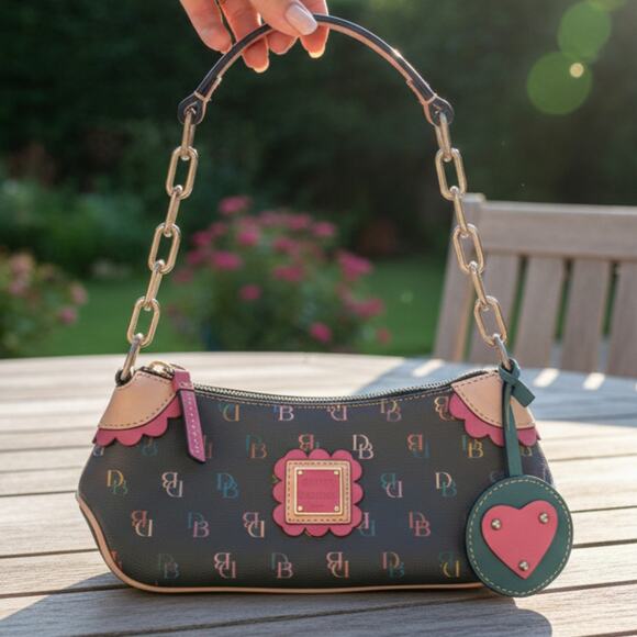 Dooney & Bourke Handbags - VTG Rare Dooney & Bourke Gray Multicolor Logo Baguette Bag Y2K 90s